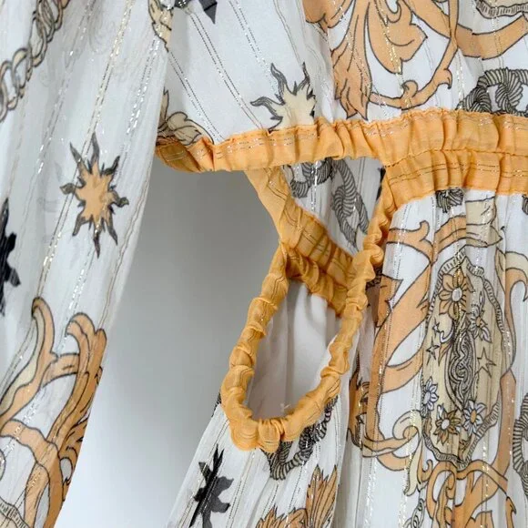 NWT Sandro Valldemossa Metallic Scarf Print Cutout Maxi Dress 36 - Picture 6 of 14